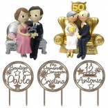 Toppers tarta aniversario, bodas de oro, de plata, comunión, bautizo