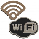 Rótulos wifi en madera chapada de roble o cerezo con bicapa blanco o negro.